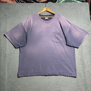 Vintage Pocket T-Shirt Men’s XL Faded Blue Distressed Burnout Gradient Grunge